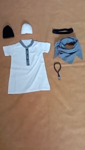 Baju Aqiqah Bayi Laki-Laki & Sorban Usia 0-6 Bulan - Jubah Koko Gamis dan Sorban Arab Newborn untuk Acara Akikah Anak