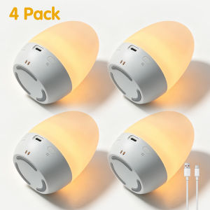 Egg Shaped RGB Night Light Touch Control Dimmable Warm Light USB Rechargeable Bedside Lamp for Christmas Living Room Decoration