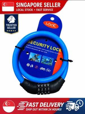 [SG Ready Stock] 0.65M Bicycle Cable Lock 4-Digit Combination Bike Security Lock for Bicycle Motorcycle Scooter Stroller