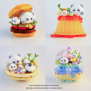 Panda Birthday Cake Building Toy Sweet Dessert Assembly Blocks Gift for Friends Classmates Students JAKA MK015 Plastic Model