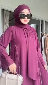 MAZAYA DRESS ABAYA CRUTY AKSEN PAYET PERMATA MEWAH // GAMIS SET PASHMINA TERBARU SIAP KIRIM // ABAYA WARNA BESTSELLER KEKINIAN