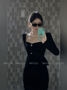 Syj Shuyijia French Elegant Long Sleeve Top And High Waist Skirt Set for plus Size Women Fashionable Slimming Outfit