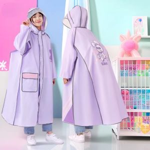 Kids School Backpack-compatible Raincoat with Wide Brim and Dual Fastening