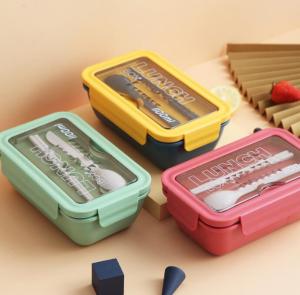 เกรดอาหารเกรดอาหารกล่องอาหารกลางวันแยกเก็บอาหาร3ช่องเหมาะสำหรับกิจกรรมท่องเที่ยวกลางแจ้งกล่องอาหารกลางวันอุ่นไมโครเวฟกล่อง