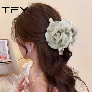 TFY | Fashionable Luxury Big Size Black Flower Hair Clip