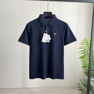 เสื้อยืดคอโปโลผู้ชายผ้าไหมไหมน้ำแข็งระดับไฮเอนด์ ปักลาย สำหรับธุรกิจ ฤดูร้อน บาง ระบายอากาศได้ดี แขนสั้น สีสันสดใส แฟชั่น