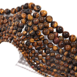 Natural Stone Brown Gold Color Tiger Eye Beads Round Loose Bead 15" Strand 3/4/6/8/10/12/14mm Pick Size Jewelry Making Accessory