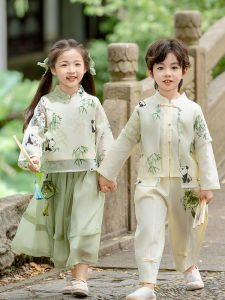 High-End Renovated Childrens Tang Suit Performance Clothes Set Baby National Learning Costume Spring Autumn Male Child Style
