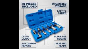 OLOEY | M4 M18 Professional 10 Pcs Point Triple Square Spline Socket Set Auto Repair Tools Tamper Proof Screwdriver Kit