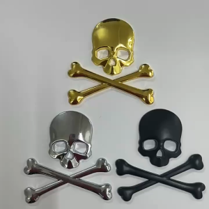 Logo Miếng Dán Trang Trí Hình Đầu Lâu 3D Bằng Kim Loại