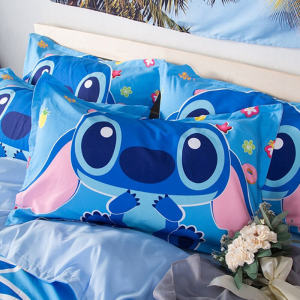 Cartoon Anime Stitch High Definition Print Single Person Pillowcase Student Pillow Bag Children Baby Blue Boy Large Pillow Core Cover