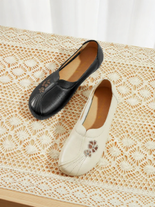 Reddragonfly | Comfortable Senior Womens Flats Genuine Leather Soft Soled