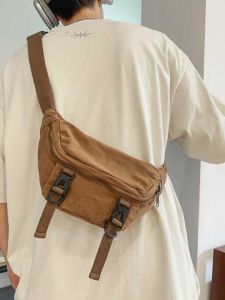 Retro Style Chest Bag Men Small Canvas Bag Fashion Trendy Crossbody Bag Mens Japanese Leisure Shoulder Bag Waist Bag
