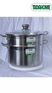 Bộ Nồi Xửng Hấp TADAHOME Dày 6 Dem Dùng Mọi Loại Bếp Nồi Hấp 2 Tầng Xửng Hấp Inox Size Từ 20-32cm