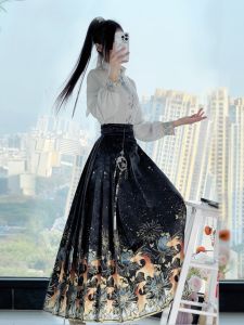 Original Hanfu Women's Ma Face Skirt Set: New Chinese Red Drinking Ceremony National Style Sleeve Stand Collar Ming Dynasty Women