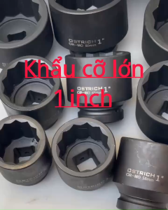 Khẩu 12 Cạnh Đầu 1 Inch Cỡ 50 55 58 60 65 70 75 80 85mm Tuýp Hoa Thị Thép CR-MO Bắn Ốc Moay Ơ Đầu Trục Xe Tải Máy Xúc Xe Ben Đồ Nghề Gara Chuyên Dụng