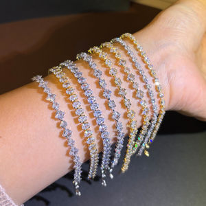 Sparkling Cubic Zircon Tennis Bracelets for Women Luxury Dainty Stackable Silver Color Chain Crystal CZ Banquet Wedding Jewelry