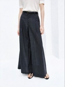 MO&Co. | Lightweight Wool Blend High Waist Pleated Skirt Pants