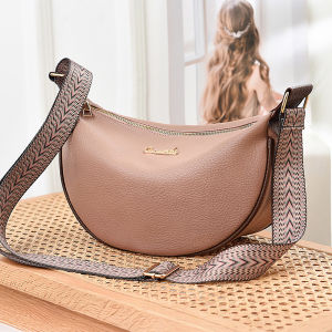 Stylish Fashionable Trendy Ladies Half Shoulder Dumpling Bag Crossbody Bag Soft PU Leather British Style Zipper Closure Small Size