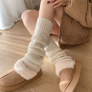 Womens Mid-Calf Woolen Socks Push-Push Snow Boots Covers White Leggings Autumn Winter New Style Sweet Style Beauty Shaping
