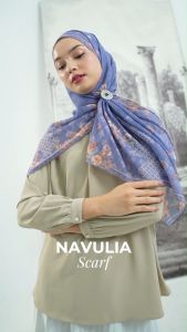 Zoya NAVULIA Scarf - Kerudung Hijab Segiempat Motif With BOX - Bahan Voal Premium - Ukuran 115x115