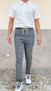 COCO [BUY1TAKE1] Men Slim-Fit Comfort Waist Full-Length Trouser Pants with Elastic Waistband T20
