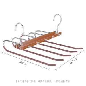 Wooden Foldable Pants Hanger Multi-Functional Multi-Layer Magic Traceless Pants Clip Storage Organizer Closet Essential
