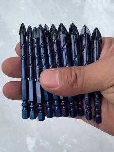 6/8/10mm 3PCS Four-Cutter Cross Tile Drill Bits Multipurpose Masonry Drill for Ceramic Tile Brick Glass Drilling Work