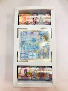 [Đồ chơi trẻ em] Hộp 6-8 băng keo Washi Tape với 9 Sticker siêu cute dễ thương đáng yêu cho bé. Sticker với nhiều màu sắc hình dán phong phú phù hợp trang trí sổ tập nhật ký....