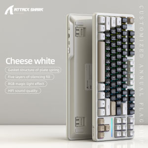 ATTACK SHARK | ATTACK SHARK X87 Wireless Mechanical Keyboard Tri-Mode 87 Keys Gasket Mount Hot-Swap PBT RGB Gaming Keyboard Compact TKL