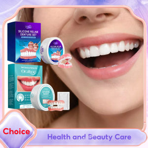 Silicone Reline Denture Set Temporary Orthodontic Upper Lower Veneer Fake Teeth Braces Whiten Soft Comfortable Oral Hygiene Care
