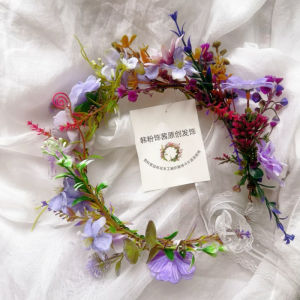 Valentines Day New DIY Purple Rose Flower Headwear Wedding Table Candlestick Flower Ring Circular Shape Floral Hair Accessories