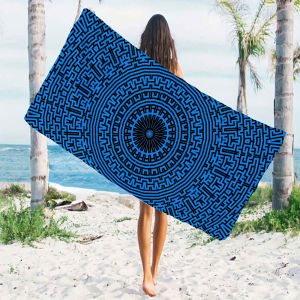BILIBILI | blue circular maze Quick Drying Microfiber Beach Towel Lightweight for Swimming Camping Yoga - Bath Towel
