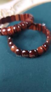 Vòng tay Mắt Hổ Đỏ Nâu hạt vuông size 10x14 li kiểu vòng bản với hạt khúc kết hợp hợp mệnh Thổ Hỏa Mộc dk 53-60mm | Hoa Minh Gem