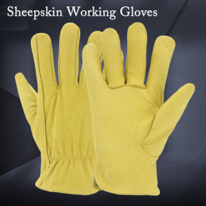 Leather Work Gloves Tear-Resistant Sheepskin Driver Labor Safety Gloves Home Garden Carrying Gloves Hands Protection