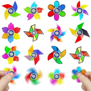 12Pcs Colorful Windmill Petals Acrylic Fidget Spinner Toys Party Favors Supplies Birthday Gifts Carnival Bags Stuffers Fill