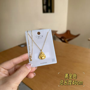 Guliguli S925 Sterling Silver Fashionable Minimalist Chinese Style Leaning Buddha Luxury Necklace Clavicle Chain  out