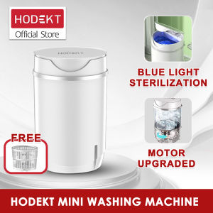 HODEKT Small Mini Washing Machine With Dryer Portable 4.5Kg Can Wash 5 Clothes One Time 250W Power No Hand Washing Low Noise Fast Cleaning Household Mini Mesin Basuh Blue Light Sterilization Quick Drying Timing Function Large Capacity
