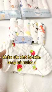 Set 5 khăn sữa Bunny xô nhăn 6 lớp Cotton Organic in hoạ tiết dễ thương dùng cho trẻ chất liệu siêu mềm siêu thấm hút kích thước 30x30cm