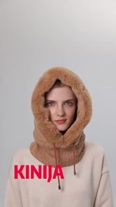 Bộ Mũ Lông Mùa Đông Dành Cho Nữ Bộ Mũ Len Cashmere Có Mũ Trùm Đầu Balaclava Mũ Trượt Tuyết Chống Gió Mũ Len Dày Sang Trọng Cho Sự Ấm Áp Ngoài Trời