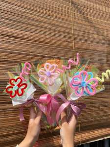 Buket bunga mini kawat bulu