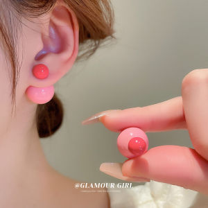 South Korea Ball Double-Sided Earrings Light Luxury Minority Sweet Earrings Ins Influencer Picks 2023 New Earrings