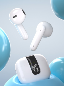 Bluetooth Earbuds with Large Charge Case LED Power Display HiFi Sound Quality White Portable Wireless Earphones for Music