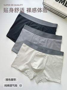 กางเกงบ็อกเซอร์ชายผ้าฝ้ายแท้ทรงบ็อกเซอร์ทรงสปอร์ตเอวกลาง ทรงพื้นฐานสำหรับวัยรุ่น กางเกงบ็อกเซอร์ชายทรงสปอร์ตทรงสี่เหลี่ยม