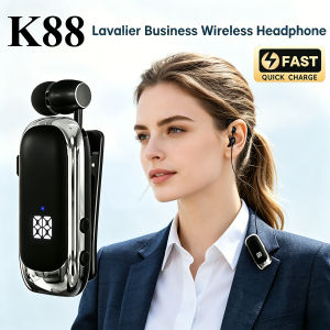 CHUBAN | Lavalier Business Bluetooth Headphone Talk/Music Time 20 Hours LED Digital Display Noice Cancelling Wireless Earphone