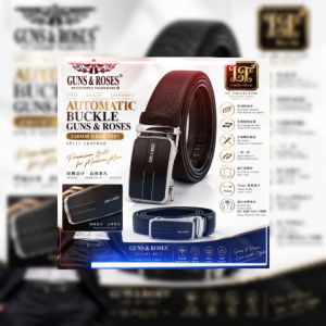 Guns & Roses Original Authorised MY Dealer 35MM Automatic Belt | GRAB 7001 Premium Men’s Belt | No Holes & No Cutting Required | Easy Size Adjustment | Split Leather Tali Pinggang Automatik自动扣皮带｜7001 高级商务休闲男士皮带｜无需打洞·无需剪短·轻松调节长度  经典商务休闲无孔自动扣皮带