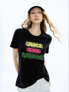 Juicy Couture | Black Embroidered Sparkle T-Shirt