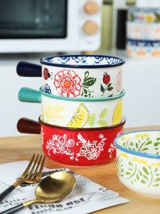Versatile Ceramic Bowl With Handle for Soup Cereal Noodles Rice and Salad Home-use