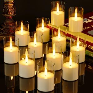 XT LED Flameless Candle Warm Light Electric Candle with Acrylic Cover Led Candle Light Battery Operated Simulation Flickering Tealight for Wedding Table HalloweenChristmas Decorations