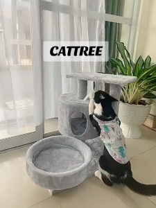 Nhà cây cho mèo - cattree nhà mèo 3 tầng có trụ cào móng cho mèo giúp mèo giảm được những nguy cơ mắc các bệnh béo phì
